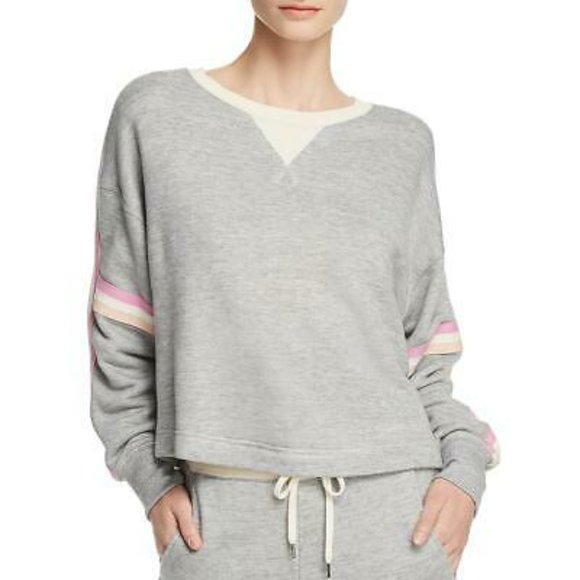Splendid Womens Gray Striped Heathered Ribbed Trim - Picture 2 of 7